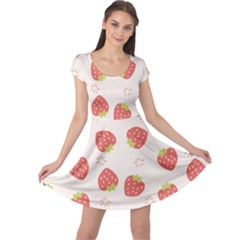 Strawberries Pattern Design Cap Sleeve Dress by Grandong