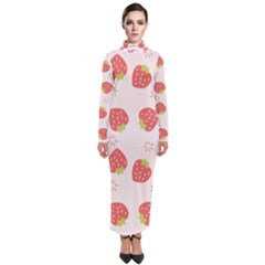 Strawberries Pattern Design Turtleneck Maxi Dress by Grandong