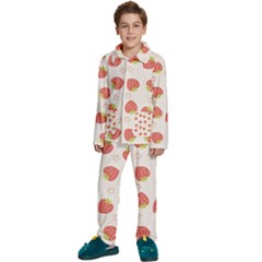 Strawberries Pattern Design Kids  Long Sleeve Velvet Pajamas Set by Grandong