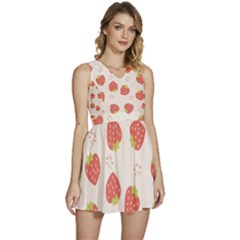 Strawberries Pattern Design Sleeveless High Waist Mini Dress by Grandong