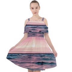 Sunset Ocean Beach Catcher Dream Evening Night Sunset Cut Out Shoulders Chiffon Dress by Cemarart