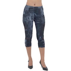 Abstract Tech Computer Motherboard Technology Lightweight Velour Capri Leggings  by Cemarart