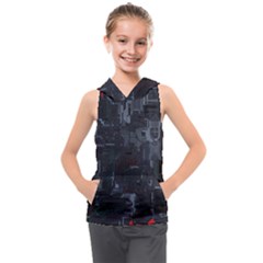 Abstract Tech Computer Motherboard Technology Kids  Sleeveless Hoodie by Cemarart