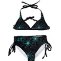 Space Time Abstract Pattern Alien Dark Green Pattern Kids  Classic Bikini Set View1