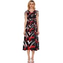 Shape Line Red Black Abstraction V-Neck Drawstring Shoulder Sleeveless Maxi Dress View1