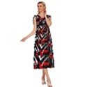 Shape Line Red Black Abstraction V-Neck Drawstring Shoulder Sleeveless Maxi Dress View3