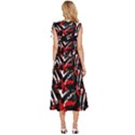 Shape Line Red Black Abstraction V-Neck Drawstring Shoulder Sleeveless Maxi Dress View4