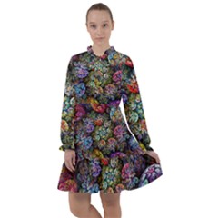 Floral Fractal 3d Art Pattern All Frills Chiffon Dress by Cemarart