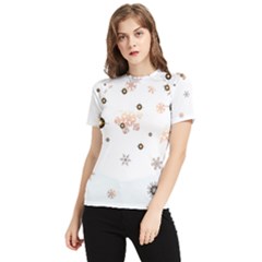 Golden-snowflake Women s Short Sleeve Rash Guard by saad11