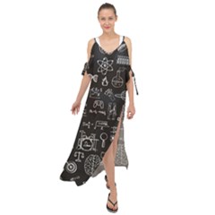 Doodle Art Chemistry Art Maxi Chiffon Cover Up Dress by Cemarart