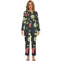 Watermelon Doodle Pattern Womens  Long Sleeve Lightweight Pajamas Set by Cemarart