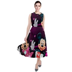 Cartoons, Disney, Mickey Mouse, Minnie Round Neck Boho Dress by nateshop