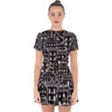 Dark Seamless Pattern With Houses Doodle House Monochrome Drop Hem Mini Chiffon Dress View1