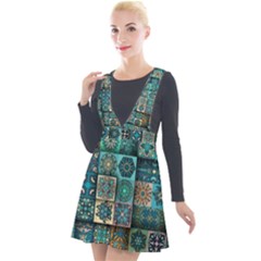 Texture Pattern Abstract Colorful Digital Art Plunge Pinafore Velour Dress by Ndabl3x