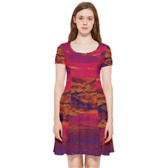 Time Wind Polishpattern Architecture Building City Cityscape Nature Pop-art Pop Surrealism  Retrowave Inside Out Cap Sleeve Dress by Cemarart