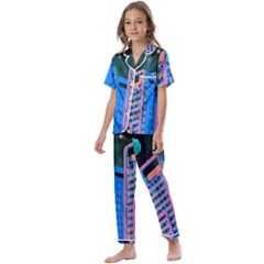 Fantasy City Architecture Building Cityscape Kids  Satin Short Sleeve Pajamas Set by Cemarart