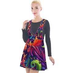 Colorful Floral Patterns, Abstract Floral Background Plunge Pinafore Velour Dress by nateshop