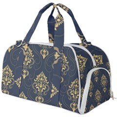 Floral Damask Pattern Texture, Damask Retro Background Burner Gym Duffel Bag by nateshop