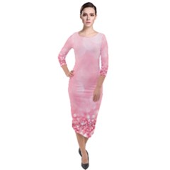 Pink Glitter Background Quarter Sleeve Midi Velour Bodycon Dress by nateshop