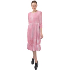 Pink Glitter Background Ruffle End Midi Chiffon Dress by nateshop