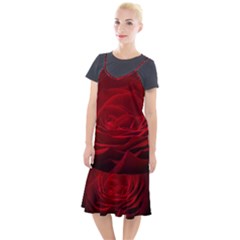 Rose Red Rose Red Flower Petals Waves Glow Camis Fishtail Dress by Proyonanggan