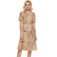 Wooden Triangles Texture, Wooden Wooden Button Top Knee Length Dress by nateshop