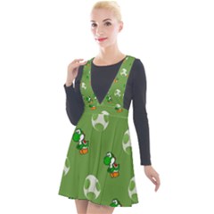 Yoshi Print, Super, Huevo, Game, Green, Egg, Mario Plunge Pinafore Velour Dress by nateshop