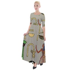 Egyptian Man Artifact Royal Half Sleeves Maxi Dress by Proyonanggan