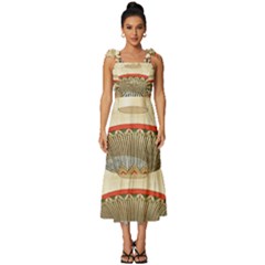 Egyptian Architecture Column Tie-strap Tiered Midi Chiffon Dress by Proyonanggan