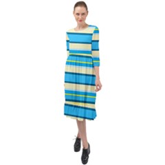 Stripes-3 Ruffle End Midi Chiffon Dress by nateshop