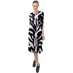 Zebra-black White Ruffle End Midi Chiffon Dress by nateshop