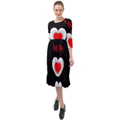 Mom And Dad, Father, Feeling, I Love You, Love Ruffle End Midi Chiffon Dress by nateshop