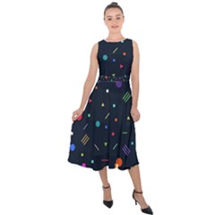 Abstract Minimalism Digital Art, Midi Tie-back Chiffon Dress by nateshop