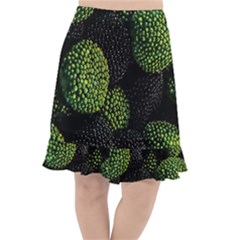 Berry,note, Green, Raspberries Fishtail Chiffon Skirt by nateshop