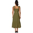 Brown, Color, Background, Monochrome, Minimalism Tie-Strap Tiered Midi Chiffon Dress View4