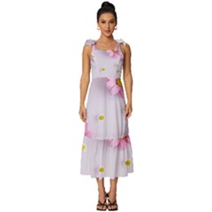 Springpurple Flower On A Purple Background Tie-strap Tiered Midi Chiffon Dress by nateshop