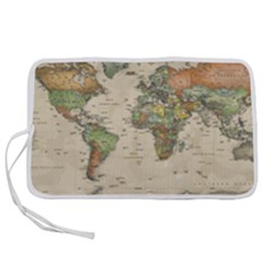 Vintage World Map Aesthetic Pen Storage Case (m) by Cemarart