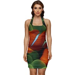 Fish Sleeveless Wide Square Neckline Ruched Bodycon Dress by nateshop