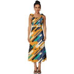 Abstract Rays, Material Design, Colorful Lines, Geometric Tie-strap Tiered Midi Chiffon Dress by nateshop