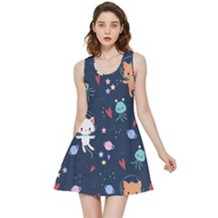 Cute Astronaut Cat With Star Galaxy Elements Seamless Pattern Inside Out Reversible Sleeveless Dress by Grandong