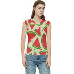 Cute Watermelon Seamless Pattern Women s Raglan Cap Sleeve T-shirt by Grandong