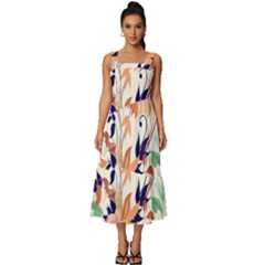 Abstract Floral Background Square Neckline Tiered Midi Dress by nateshop