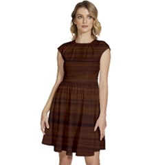 Dark Brown Wood Texture, Cherry Wood Texture, Wooden Cap Sleeve High Waist Dress by nateshop