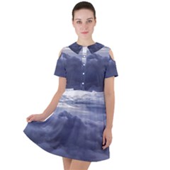 Majestic Clouds Landscape Short Sleeve Shoulder Cut Out Dress  by dflcprintsclothing