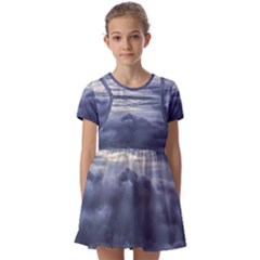 Majestic Clouds Landscape Kids  Short Sleeve Pinafore Style Dress by dflcprintsclothing