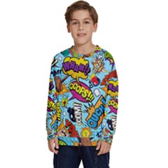 Vintage Art Tattoos Colorful Seamless Pattern Kids  Crewneck Sweatshirt by Bedest