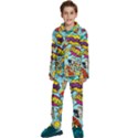 Graffiti Word Seamless Pattern Kids  Long Sleeve Velvet Pajamas Set View1