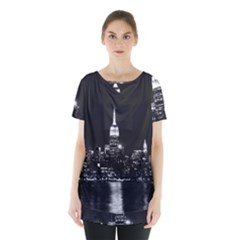 Photography Of Buildings New York City  Nyc Skyline Skirt Hem Sports Top by Cemarart