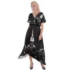 Photography Of Buildings New York City  Nyc Skyline Cross Front Sharkbite Hem Maxi Dress by Cemarart