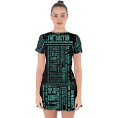 Tardis Doctor Who Technology Number Communication Drop Hem Mini Chiffon Dress by Cemarart